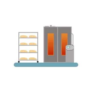 Bread baking in the oven, stage of bread production process vector Illustration Stock Illustration
