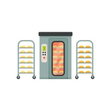 Bread baking in the oven, stage of bread production process on a white Stock Illustration