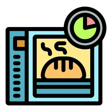 Bread baking in the oven with timer set, hot freshly baked loaf cooking ins.. Stock Illustration