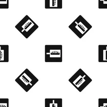 Bread baking pattern seamless black Illustrazione stock