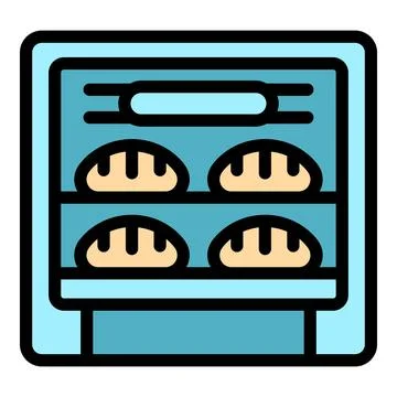 Bread baking in professional oven with two shelves Stock Illustration