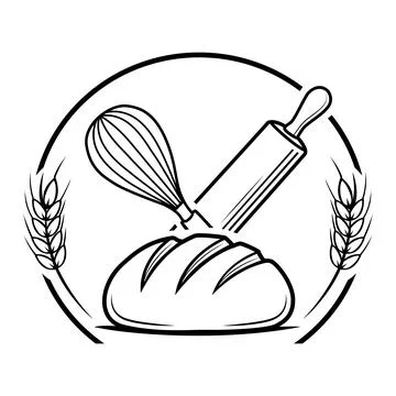 Bread Baking Tools with Wheat Ears Vector Illustrazione stock