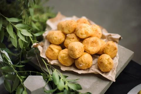 Bread balls stuffed with cheese. Stock Photos