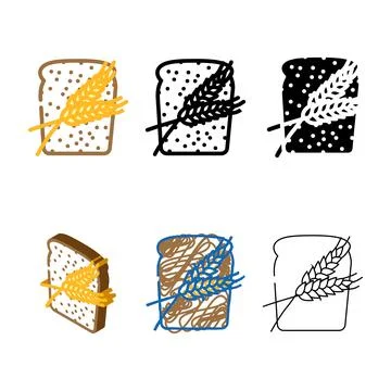 Bread barley ear color styleset icon vector Stock Illustration