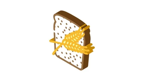 Bread barley ear isometric icon animation Stock Footage 327290885