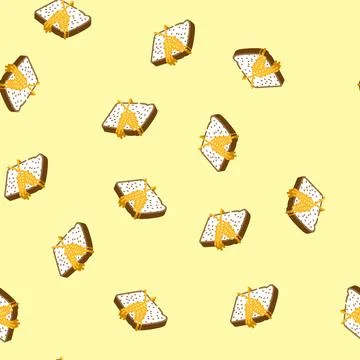Bread barley ear isometric icon seamless pattern イラスト素材