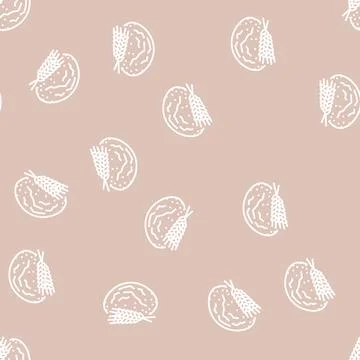 Bread barley ear line seamless pattern 스톡 일러스트