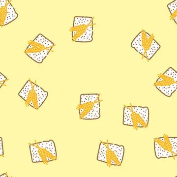 Bread barley ear vector seamless pattern Stock Illustration