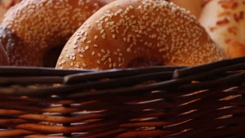 Bread basket in a bakery Stock Footage 131989951