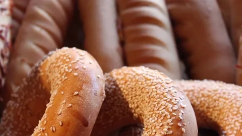 Bread basket in a bakery Stock Footage 131990059