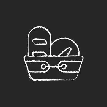 Bread basket chalk white icon on dark background Illustrazione stock