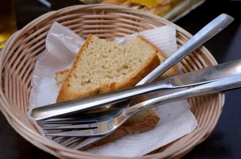 Bread Basket Cutlery Tissue Stock Photos