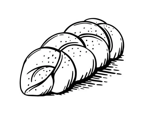 Bread basket is a hand-drawn bakery element Vector  doodles. For cafe and bak Stock Illustration