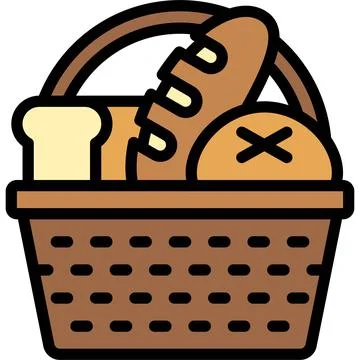 Bread Basket icon, Bakery and baking related vector Stock Illustration