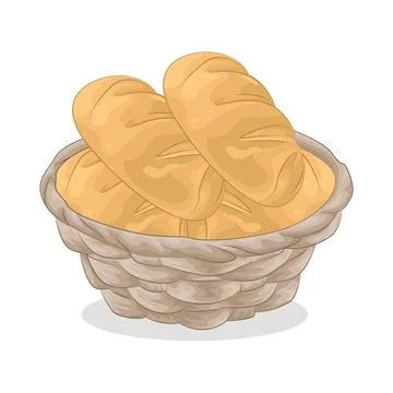 Bread in basket Stock Illustration