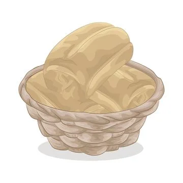 Bread in basket Stock Illustration