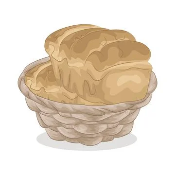 Bread in basket Stock Illustration