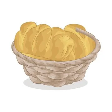 Bread in basket Stock Illustration