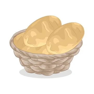 Bread in basket Stock Illustration
