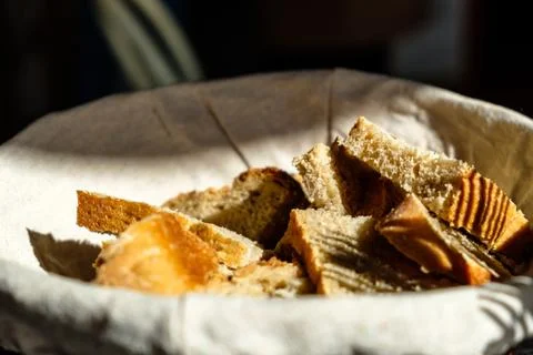 A bread basket on an italian table Stock Photos