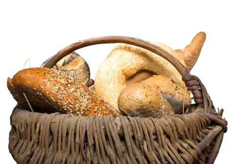 Bread in basket Stock Photos