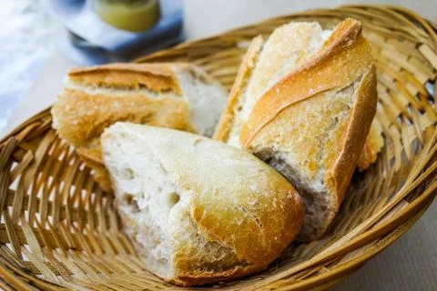Bread in basket Foto stock