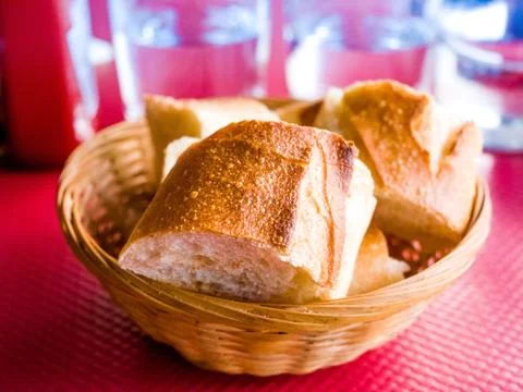 Bread in basket Stock Photos