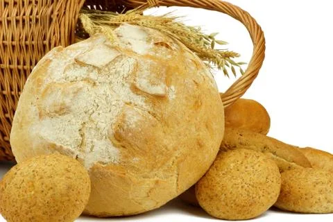 Bread in a basket Stock Photos