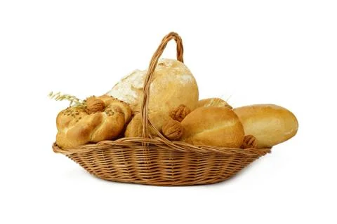 Bread in a basket Stock Photos