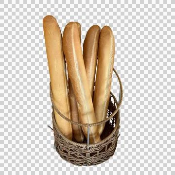 Bread in a basket  on white background -1 Fotos de archivo