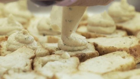 Bread Being Covered with mayonnaise 库存影片 129531551