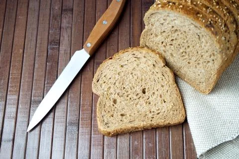 The bread on black background Stock Photos