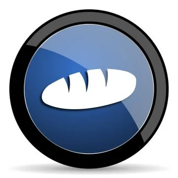 Bread blue circle glossy web icon on white background, round button for inter Stock Illustration