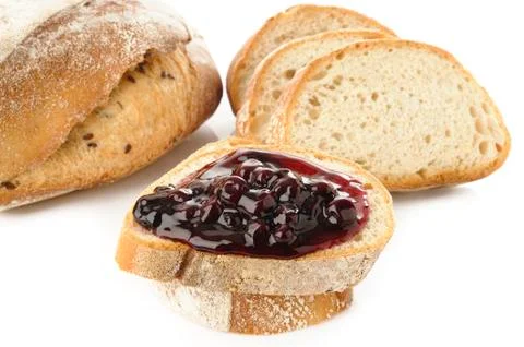 Bread with blueberry topping Stock Photos