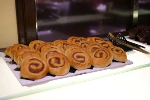 Bread breakfast buffet in Hotel restaurant Stock Photos