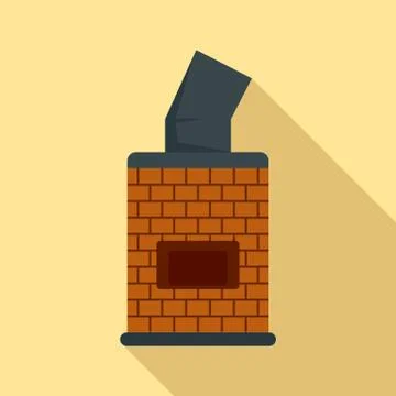 Bread brick oven icon, flat style Stock Illustration