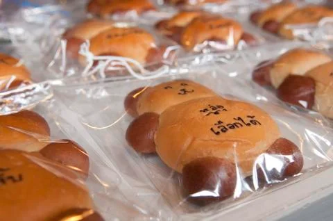 Bread in brown bear foam Stock Photos