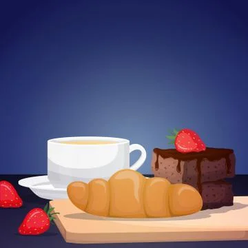 Bread Brownies Black Forest Cake Food Photography Tasty on Wooden Table イラスト素材