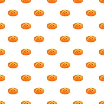 Bread bun food seamless pattern on white background Stock Illustration
