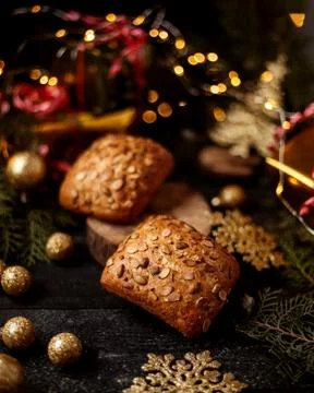 Bread bun with seeds on top Stock Photos