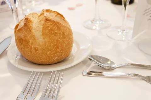 Bread bun on the table. Foto stock
