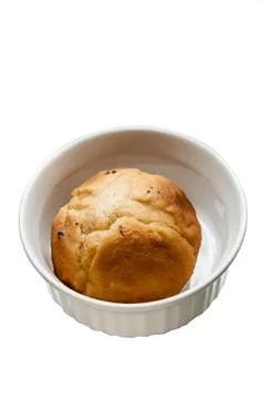 Bread bun in white ceramic on isolate background Stock Photos