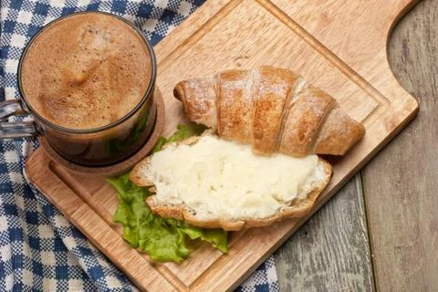Bread, Butter And Coffee Stock Photos