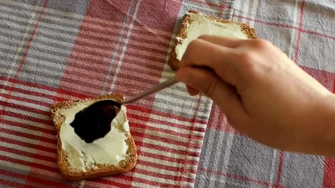 Bread butter and jam breakfast Video stock 75805005