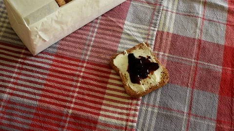 Bread butter and jam breakfast Video stock 75805014