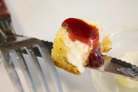 Bread with butter and jam Foto stock