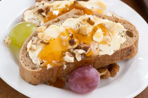 Bread with butter. Simple breakfast concept. Stock-Fotos