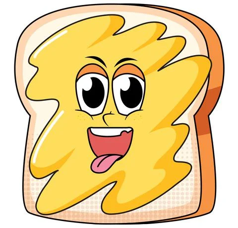 Bread cartoon character on white background Stock Illustration