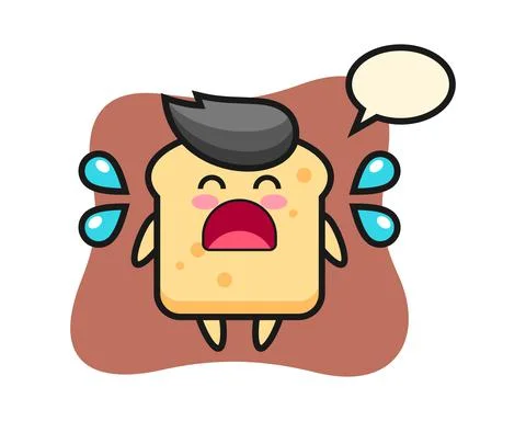 Bread cartoon illustration with crying gesture Stock Illustration