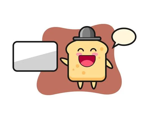 Bread cartoon illustration doing a presentation Stock Illustration